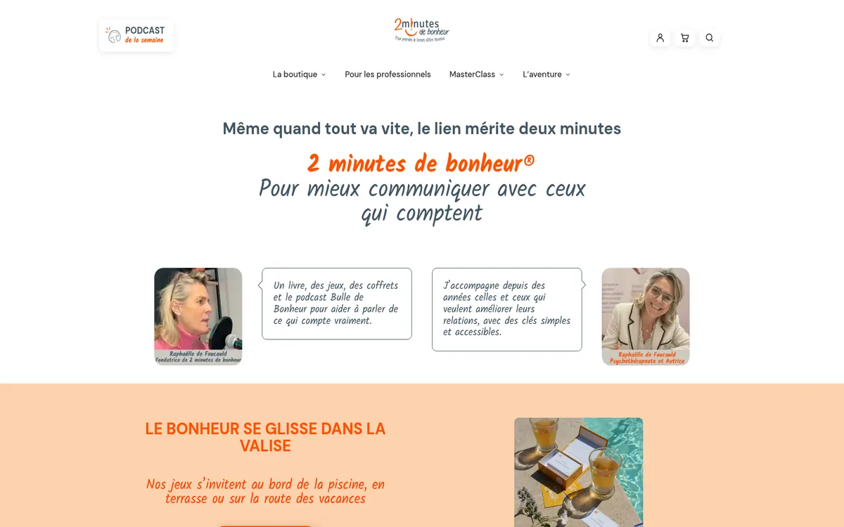 Aperçu du site 2minutesdebonheur